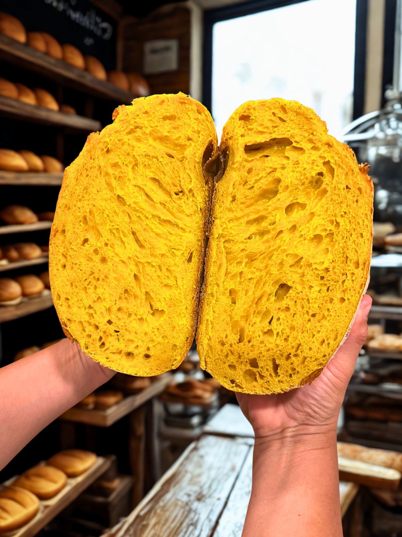 Pan de cúrcuma con miga dorada